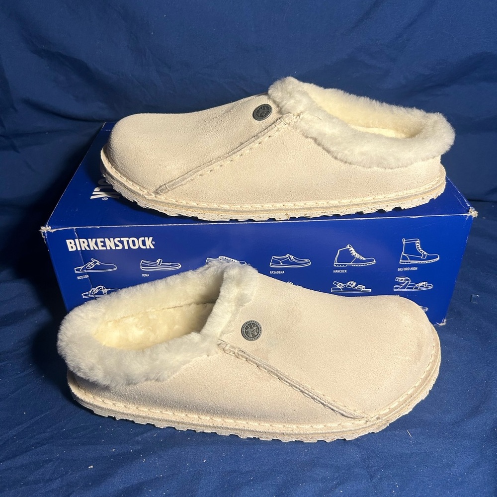 Birkenstock- Zermatt Premium Suede, Antique White, 7 women